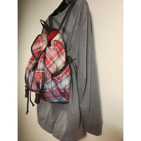 CLAIRE\'S Plaid Flannel Backpack Red Faux Leather Fall School Cowgirl Farmgirl main image 9